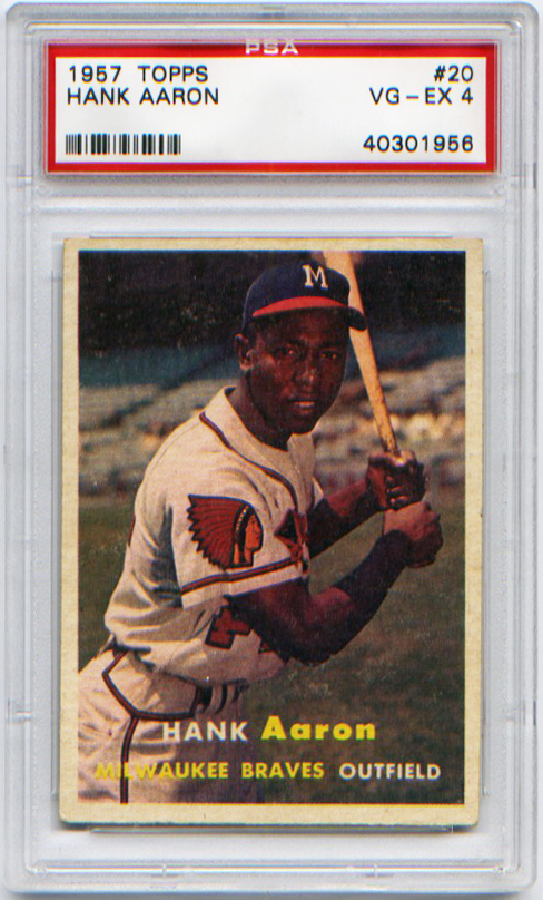 1957 Topps #20 Hank Aaron UER/Reverse negative/photo on front PSA 4 product photo